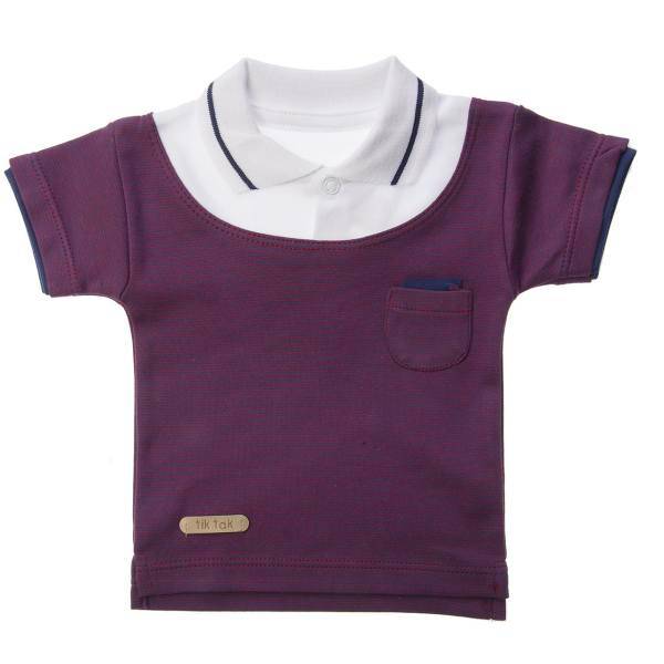 تی شرت آستین کوتاه تیک تاک طرح ژاکارد، Tik Tak Jacquard Baby T-Shirt With Short Sleeve