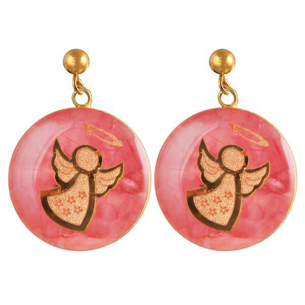 گوشواره ورق طلا گالری الون طرح فرشته کد 198058، Alone 198058 Angel Gold Earring