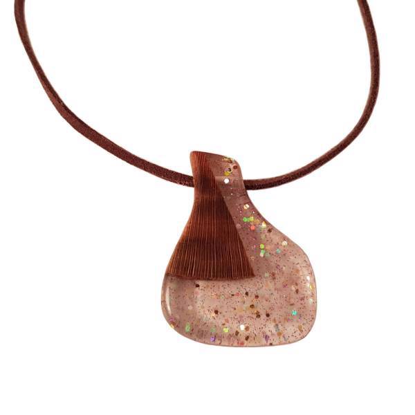 گردنبند چوب و رزین اکسار کد 107، Exar necklace wood and resins code 107
