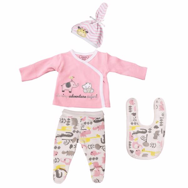 ست لباس نوزادی Albimini مدل 11328Pink، Albimini 11328Pink Baby Clothes Set