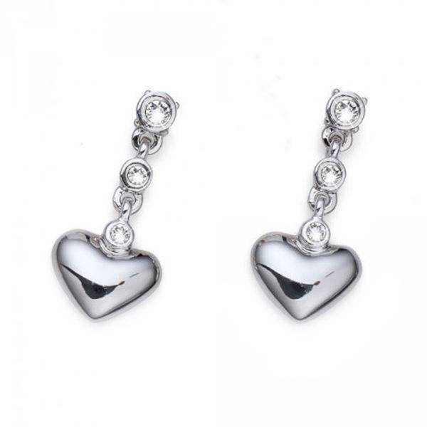 گوشواره الیوروبر مدل تک قلب 22621 R، . Earrings Home rhod. crystal
