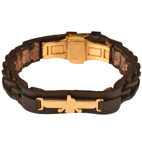 دستبند چرمی کهن چرم طرح فروهر مدل BR72-7، Kohan Charm BR72-7 Farevahar Leather Bracelet