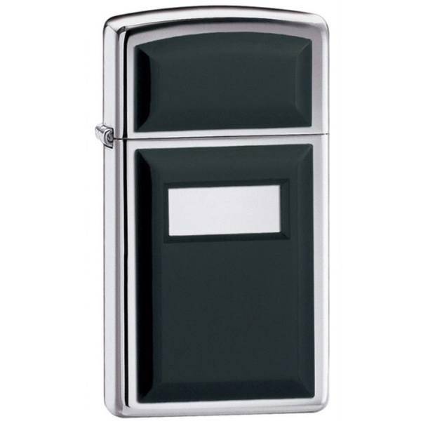 فندک زیپو مدل Slim High Polish Chrome Black کد 1655، Zippo Slim High Polish Chrome Black 1655 Lighter