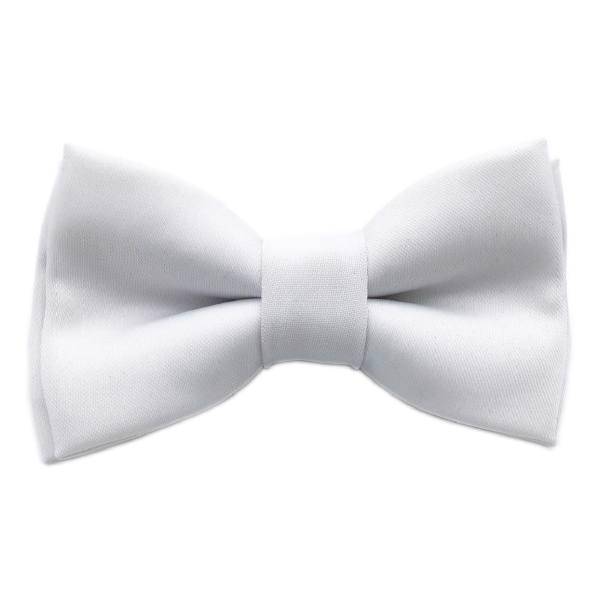 پاپیون ساتن ساده هکس ایران مدل PS-WIT، Hextie Simple White Satin Bowtie