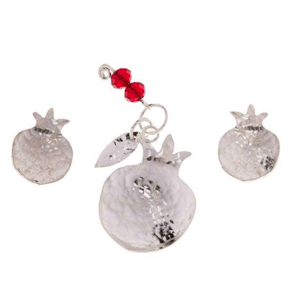 نیم ست نقره کارول مدل اPomegranate کد CAA009، Carol CAA009 Pomegranate Silver Half set