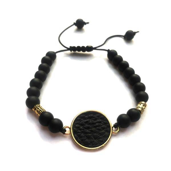 دستبند زیورآلات خرداد طرح پلاک چرم کد Khordad_357B