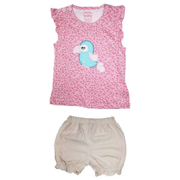 ست تاپ و شلوارک بچگانه مدل Pink Bird