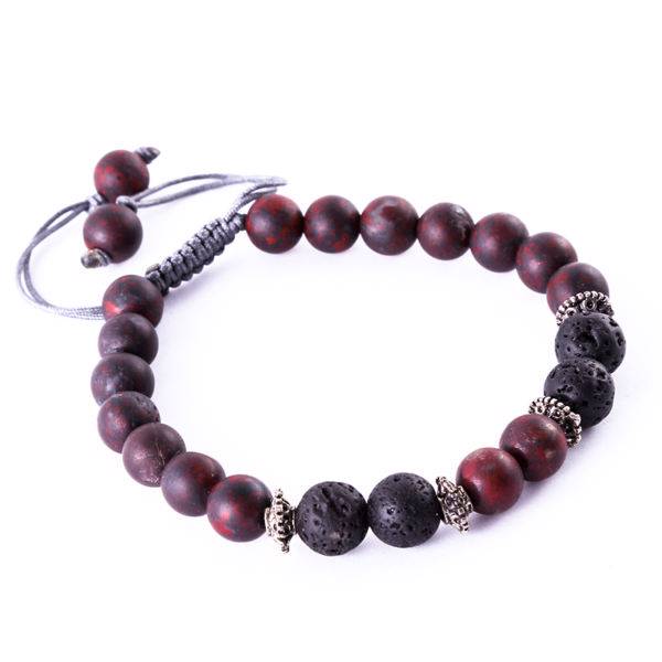 دستبند مردانه سنگ طبیعی گالری هـ مدل Blood Stone، He Gallery Blood Stone Natural beaded Stone bracelets