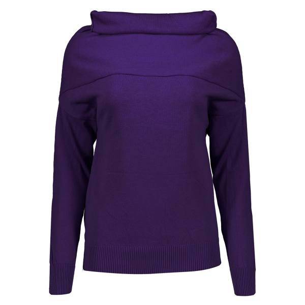 پلیور نخی یقه ایستاده زنانه، Women Cotton Stand Up Collar Sweater