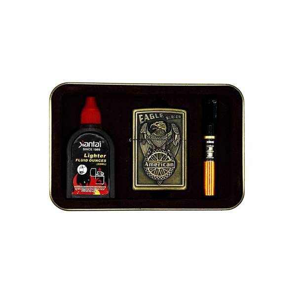 ست هدیه فندک و بنزین جاتای مدل Golden Eagle، Jiantai Golden Eagle Lighter with Fuel gift Set