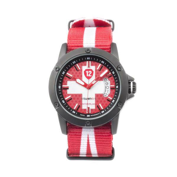 ساعت مچی عقربه ای توولو طرح پرچم سوییس، Twelve Switzerland Flag Sport Watch