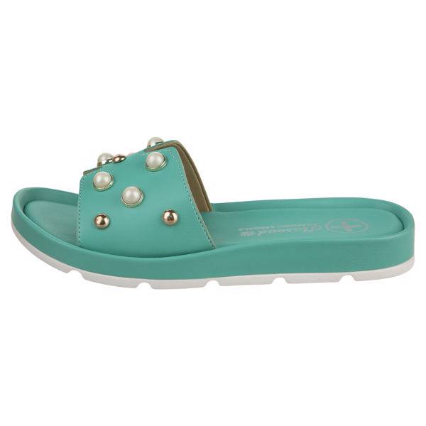 صندل تخت زنانه مسعود مدل 2724 فیروزه ای، Masoud 2724 Flat Sandals