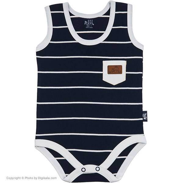 زیر دکمه دار رکابی نیلی مدل Navy Blue Stripes، Nili Navy Blue Stripes Under Button Singlet