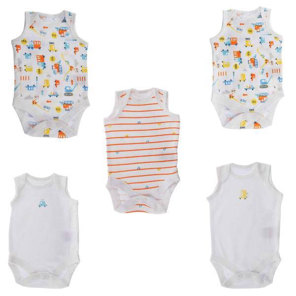 ست زیر دکمه دار رکابی مادرکر مدل E5991 بسته 5 عددی، Mothercare E5991 Under Button Singlet Set Pack Of 5