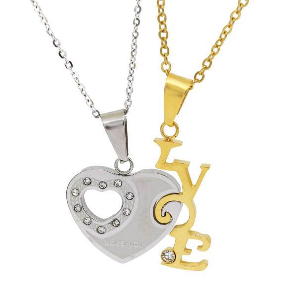 گردنبند دو تکه لوکسین طرح قلب مدل N606، Loxin 2Pcs Heart N606 Necklace