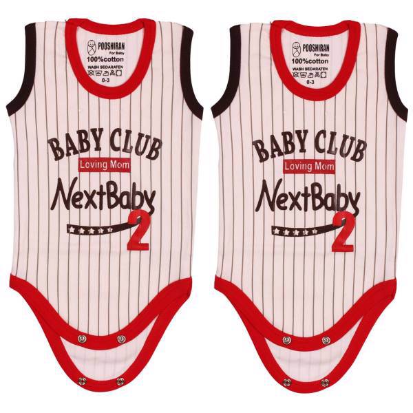 ست زیر دکمه دار رکابی پوشیران مدل Baby Club - بسته 2 عددی، Pooshiran Baby Club Under Button Singlet Set Pack Of 2