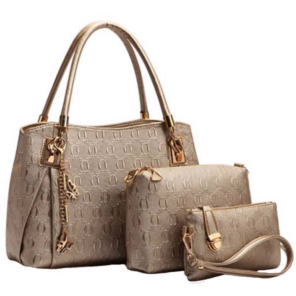 ست کیف دستی و رودوشی مدل LH3-158-Gold