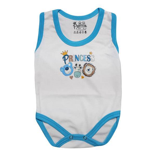 لباس زیر دکمه دار آستین رکابی نوزادی برند پرنسس مدل BLUE-08، BABY DRESS N SLEEVES PRINCESS BRAND BLUE