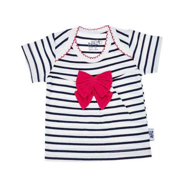 تی شرت آستین کوتاه نوزادی نیلی مدل Red Bow، Nili Red Bow Baby T Shirt With Short Sleeve