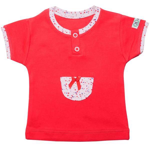 تی شرت آستین کوتاه برگ سبز طرح گلبهی، Barge Sabz Coral Pink Baby T-Shirt With Short Sleeve