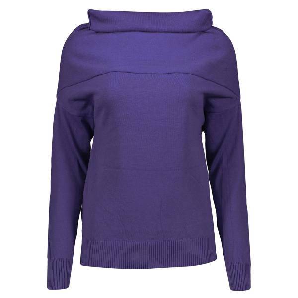 پلیور نخی یقه ایستاده زنانه، Women Cotton Stand Up Collar Sweater