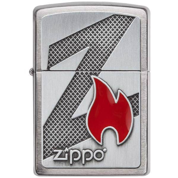 فندک زیپو مدل Z Flame Brushed Chrome کد 29104، Zippo Z Flame Brushed Chrome 29104 Lighter