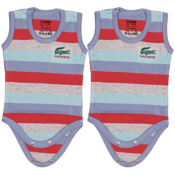 ست زیر دکمه دار رکابی پوشیران مدل Lacoste بسته 2 عددی، Pooshiran Lacoste Under Button Singlet Set Pack Of 2