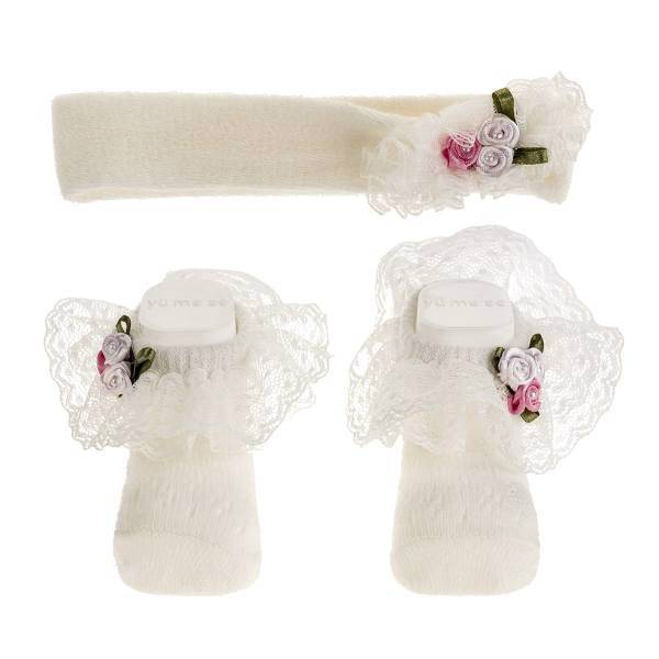 ست هدبند و جوراب نوزادی یومسه مدل 4002WS، Yumese 4002WS Baby Headband And Socks Set