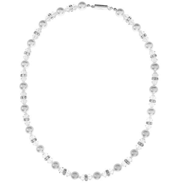 گردنبند مروارید سفید الیور وبر مدل 650-4314، Oliver Weber 4314-650 White Pearl Crystal Necklace