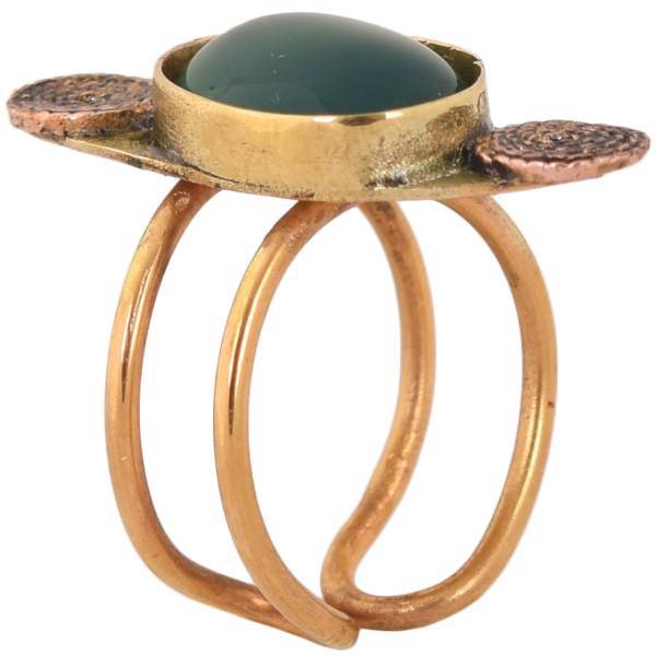 انگشتر گالری نیلکا طرح جید و اسپیرال مدل 00-29، Nilka Gallery 29-00 Spiral and Jade Ring