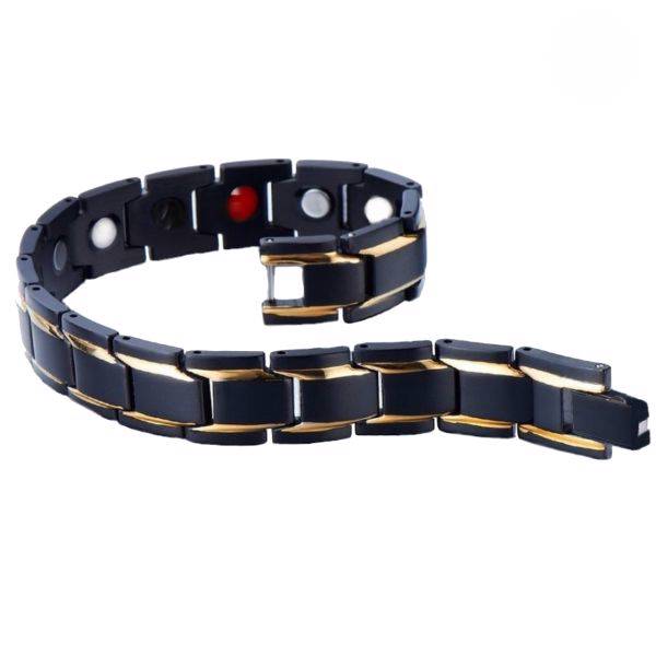 دستبند سلامت اسپرت مشکی طلایی مدل black-171، magnetic bracelet 171