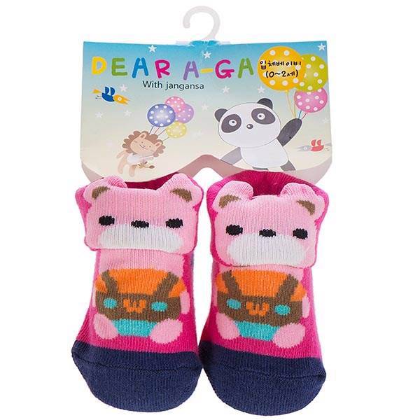 جوراب فانتزی طرح خرس صورتی، Pink Bear Fantasy Socks