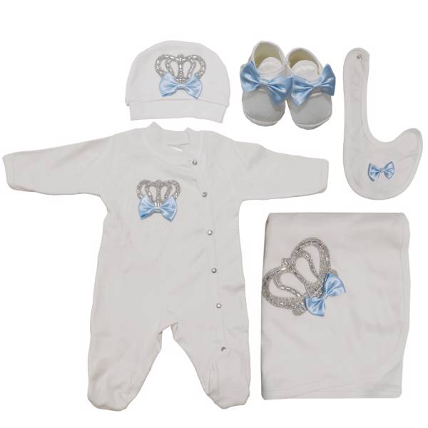 ست لباس نوزادی ادا بیبی مدل 7712Blue1، EdaBaby 7712Blue1 Baby Clothes Set