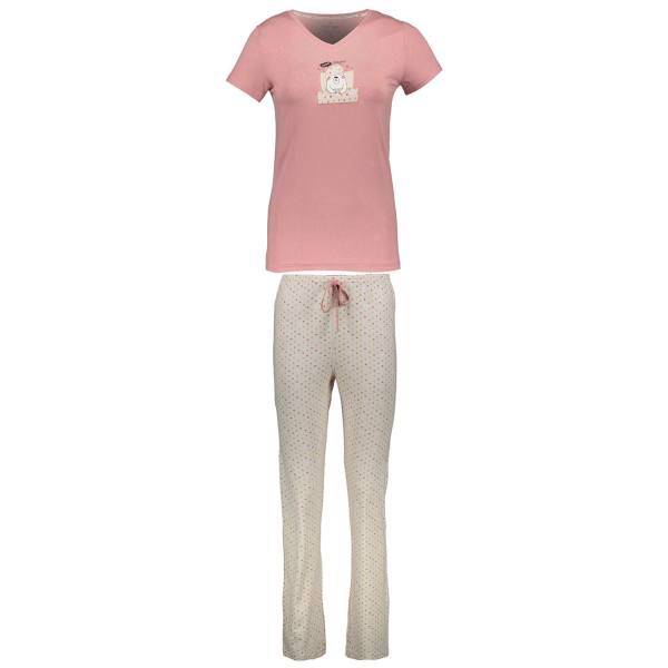 ست تی شرت و شلوار زنانه ناربن مدل سمور خوابالو 968، Narbon 968 T-Shirt And Pants For Women