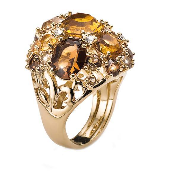 انگشتر الیور وبر مدل ملکه41060-203، Ring Spoty gold topaz Oliver Weber-41060-203