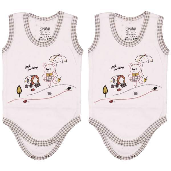 ست زیر دکمه دار رکابی پوشیران مدل Little Bear Bebay - بسته 2 عددی، Pooshiran Little Bear Bebay Under Button Singlet Set Pack Of 2