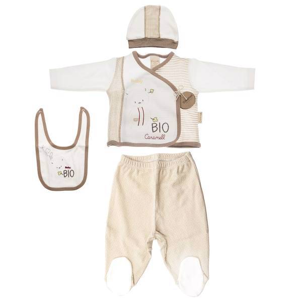 ست لباس نوزادی ارگانیک کارامل مدل ZU1170، Caramell ZU1170 Organic Baby Clothes Set