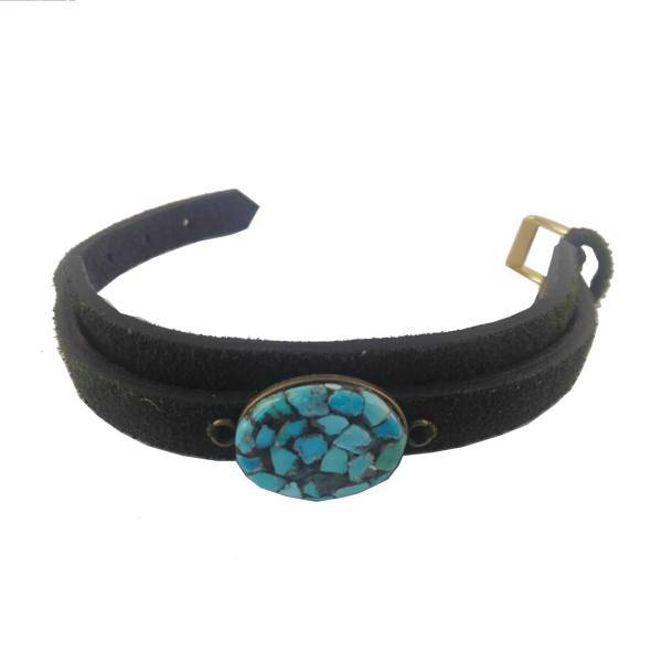 دستبند گالری اناردون مدل چرم و فیروزه 534