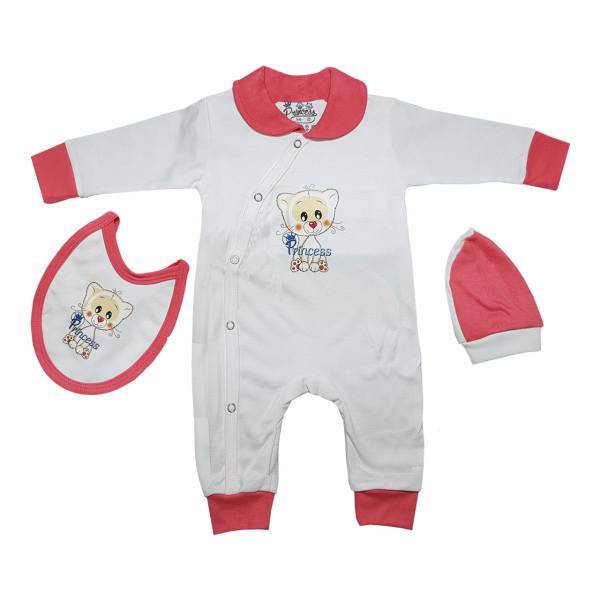 ست سه تکه سرهمی لباس نوزادی برند پرنسس مدل RED، BABY DRESS PRINCESS BRAND - RED