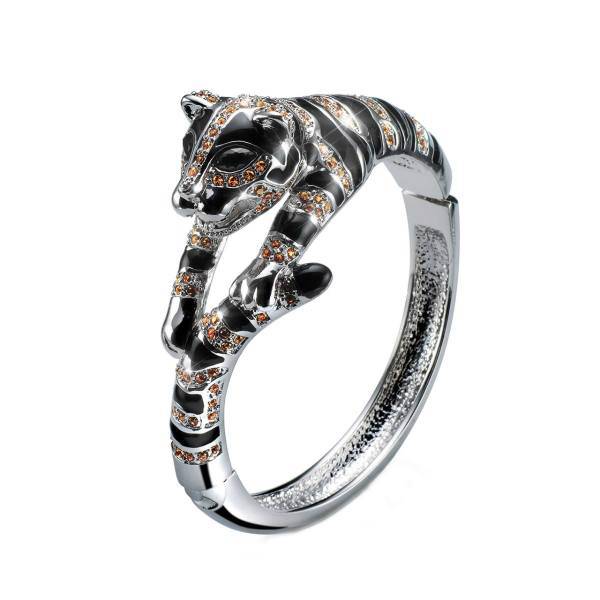 دستبند الیور وبر مدل ببر نقره ای، Bangle Tiger rhod. crystal Oliver Weber-2847R