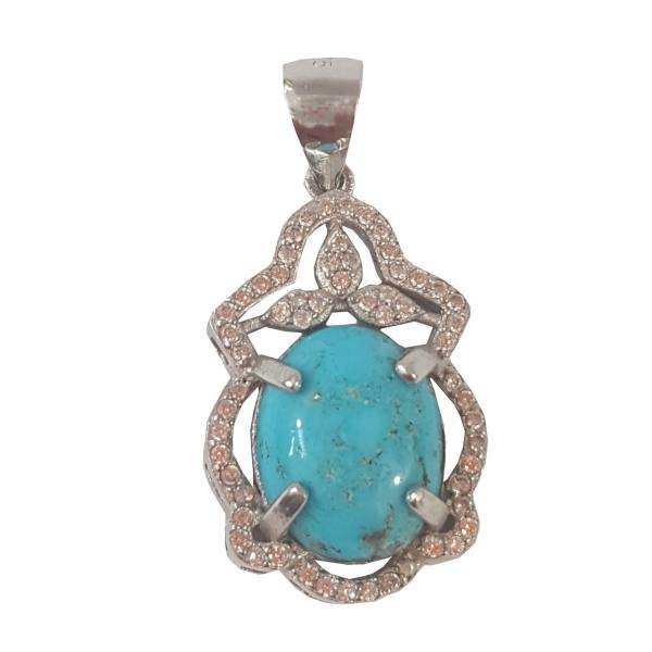 آویز گردنبند نقره فیروزه بلو استون کد 396111408، Blue Stone 396111408 turquoise