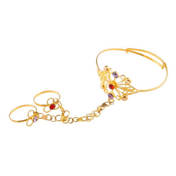 دستبند بچه گانه طلا 18عیار گالری طلاچی مدل دو انگشتر 2، Gold Bracelet