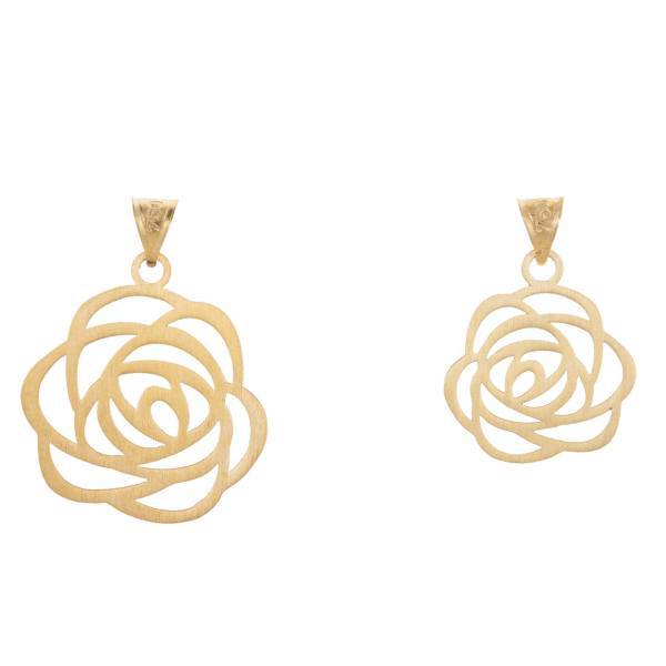 ست آویز گردنبند طلا 18 عیار رزا مدل N081، Rosa N081 Gold Necklace Pendant Plaque Set