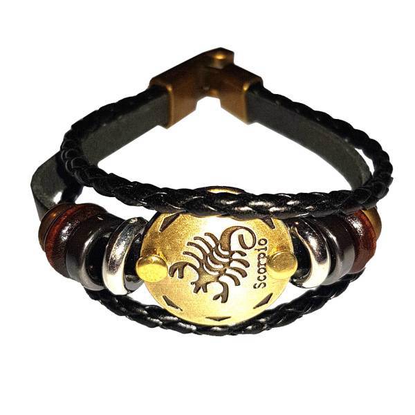 دستبند چرمی الفین طرح ماه آبان مدل el02049، Elfin el02049 Leather Bracelet