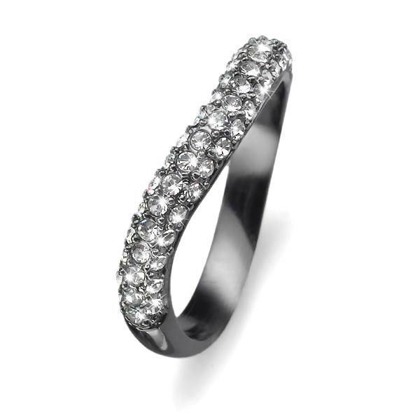 انگشتر کریستال الیور وبر مدل بریل دودی 2476RUL سایز 10، Oliver Weber 2476RUL Rutenium Brill Crystal Ring Size 10