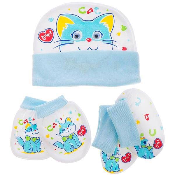 ست کلاه دستکش و پاپوش نوزادی کروکید طرح گربه، Kerokid Catty Hat Gloves and Socks