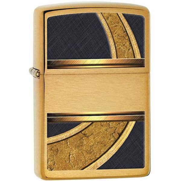 فندک زیپو مدل Gold And Black کد 28673، Zippo Gold And Black 28673 Lighter