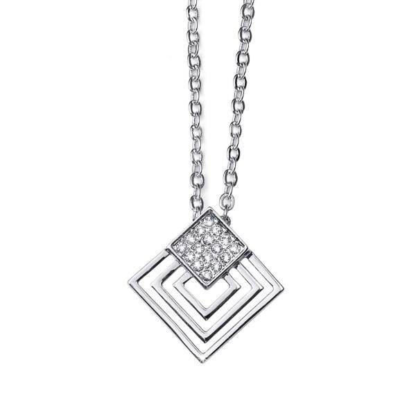 گردنبند الیوروبر مدل نگین کد 11750، oliverweber Pendant Squares rhod. crystal 11750