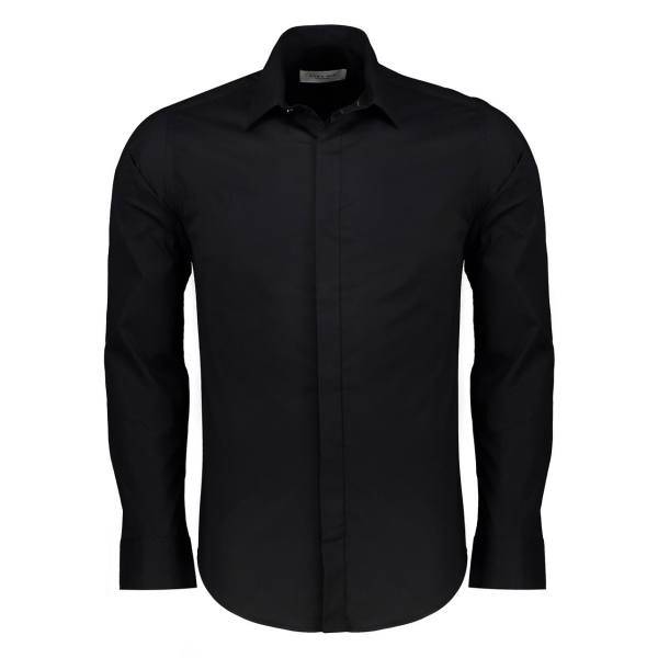 پیراهن نخی آستین بلندمشکی مردانه پبونی مدل BB، PEBONI BB long sleeve coton shirt