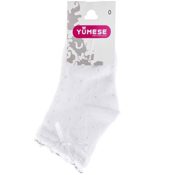 جوراب نوزاد سفید یومسه مدل 3420، Yumese W 3420 Socks